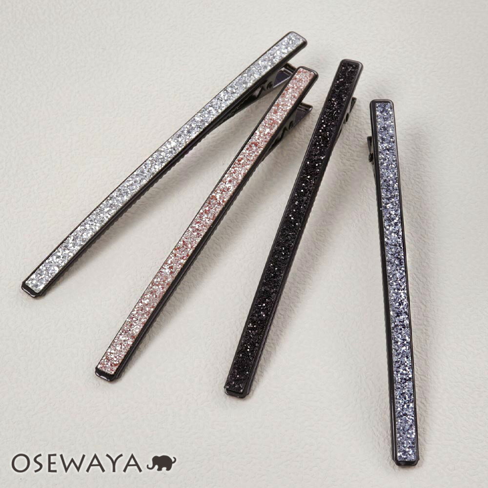 ヘアクリップ ラメ レクタングル 10cm 細身 クリップ | OSEWAYA ヘアアクセサリー ヘアアクセ レディース 女性 大人 プレゼント ギフト 結婚式...