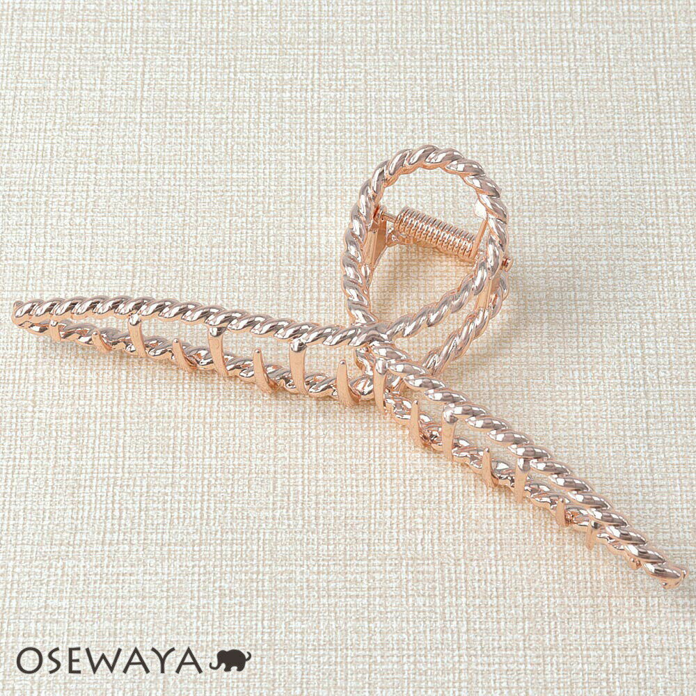 【楽天スーパーSALE 半額】ヘアクリップ ツイスト ピンクゴールド 13.5cm ビッグサイズ ロール バンスクリップ | OSEWAYA ヘアアクセサリー ...