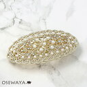 バレッタ オーバル プラパール ガラス ゴールドメタル | OSEWAYA ヘアアクセサリー ヘアアクセ レディース 大人 プレゼント カジュアル かわいい