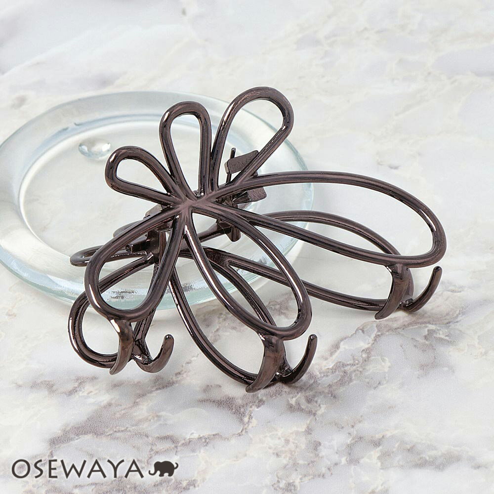 ヘアクリップ チョコレート メタル フラワー 9cm バンスクリップ | OSEWAYA ヘアアクセサリー ヘアアクセ レディース 女性 大人 プレゼント ギフ...