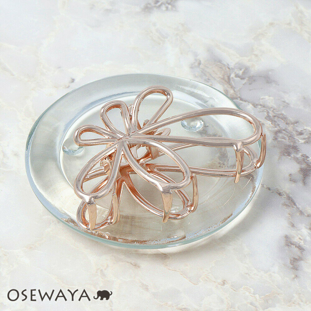 【楽天スーパーSALE 半額】ヘアクリップ ピンクゴールド メタル フラワー 7cm バンスクリップ | OSEWAYA ヘアアクセサリー ヘアアクセ レディー...