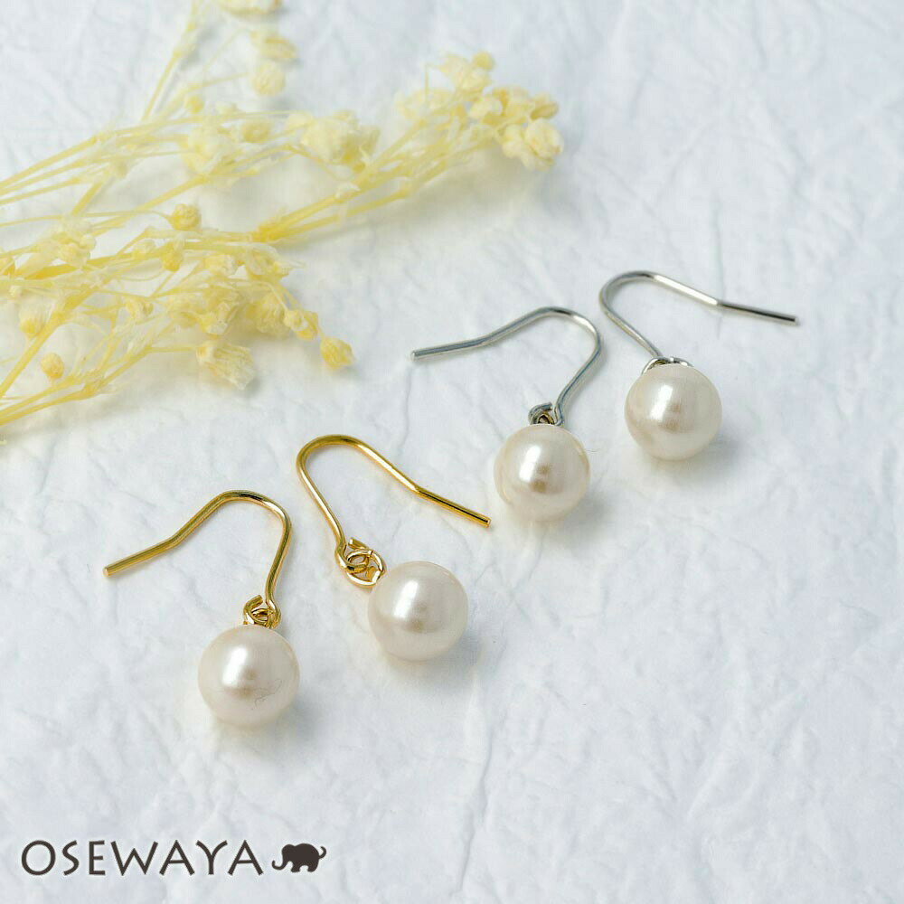 ピアス ニッケルフリー パール 6mm フックピアス | OSEWAYA アクセサリー レディース 女性 大人 プレゼント ギフト 結婚式 誕生日 可愛い シンプル