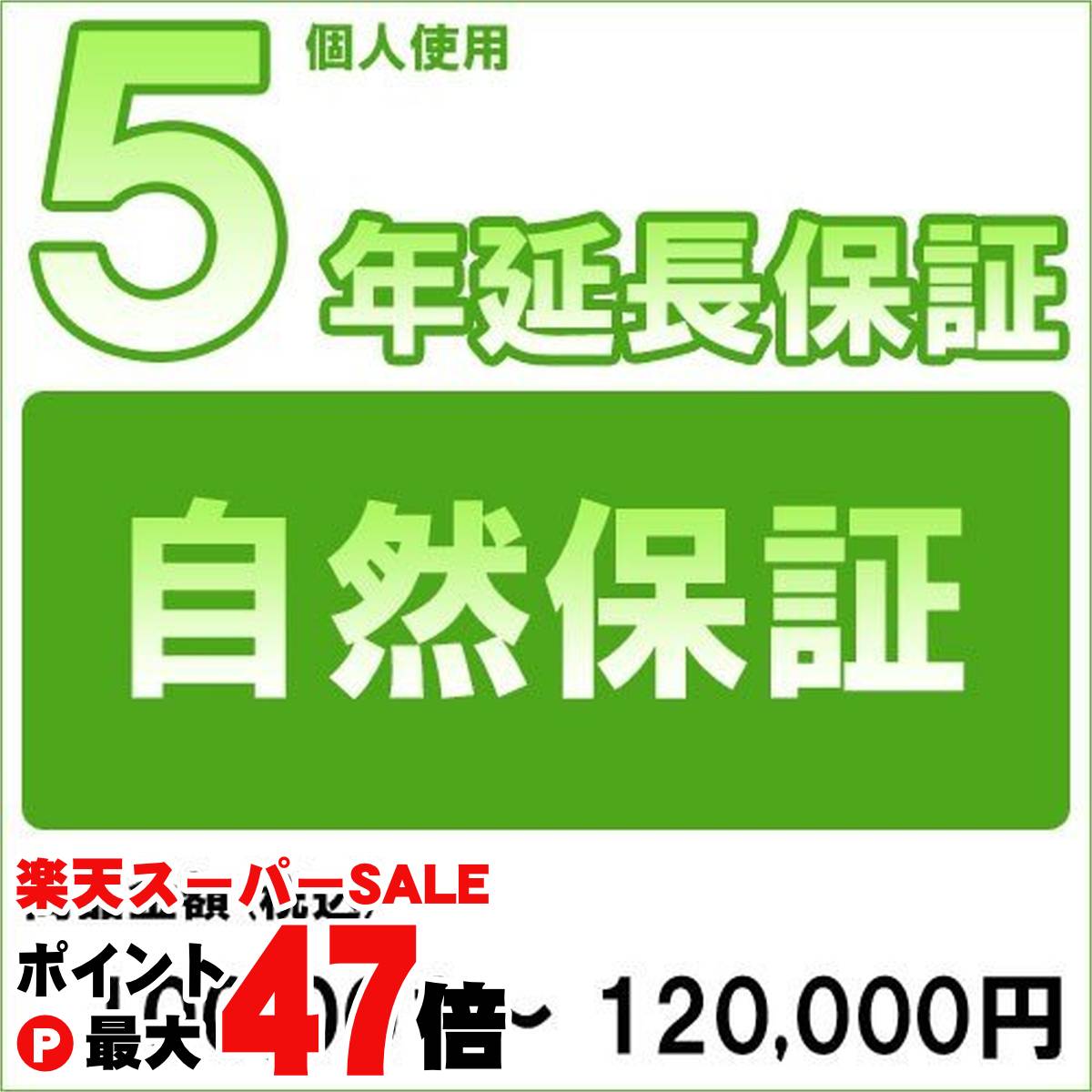 【最大400円OFFクーポン】【対象商品のみ】個人5年延長保証(自然故障)商品金額 税込100,001円〜120,000円用 (99990003-12)