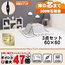 【お買い物マラソン最大47倍】【直送】こたつ+うす掛け布団 3点セット【KOT-7350-60+ユイ60GY】グレイッシュホワイト/アイスグレー HAGIHAR...