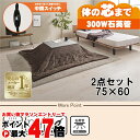 【直送】こたつ+うす掛け布団 2点セット【カルテス7560MGY+ビケ7560BR】グレー/ブラウン HAGIHARA 萩原【75×60】【MS-303H 30...