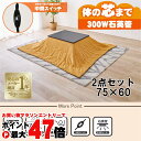 【直送】こたつ+うす掛け布団 2点セット【KOT-7312-7560MGY+ビケ7560YE】グレー/イエロー HAGIHARA 萩原【75×60】【NCH-3...