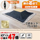 【直送】こたつ+うす掛け布団 2点セット【KOT-7312-7560NA+ビケ7560NV】ナチュラル/ネイビー HAGIHARA 萩原【75×60】【NCH-...