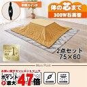 【直送】こたつ+うす掛け布団 2点セット【KOT-7312-7560NA+ビケ7560YE】ナチュラル/イエロー HAGIHARA 萩原【75×60】【NCH-...
