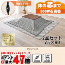 【直送】こたつ+うす掛け布団 2点セット【KOT-7312-7560WN+ビケ7560GY】ウォールナット/グレー HAGIHARA 萩原【75×60】【NCH...