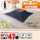 【直送】こたつ+うす掛け布団 2点セット【KOT-7312-7560WN+ビケ7560NV】ウォールナット/ネイビー HAGIHARA 萩原【75×60】【NC...
