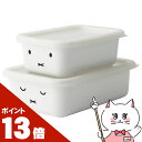 【枚数限定クーポン】【ポイント13倍】富士ホーロー MFF-2SM ミッフィーフェイスシリーズ 浅型角容器2点セット【 Miffy 蓋付き 保存容器 オーブンO...