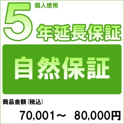 【対象商品のみ】個人5年延長保証(自然故障)商品金額 税込70,001円〜80,000円用【あす楽対応_関東】(99990003-8)