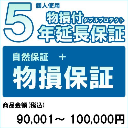 【対象商品のみ】個人5年物損付延長保証(自然故障+物損 商品金額)90,001円～100,000円用【あす楽対応_関東】(99990005-10)