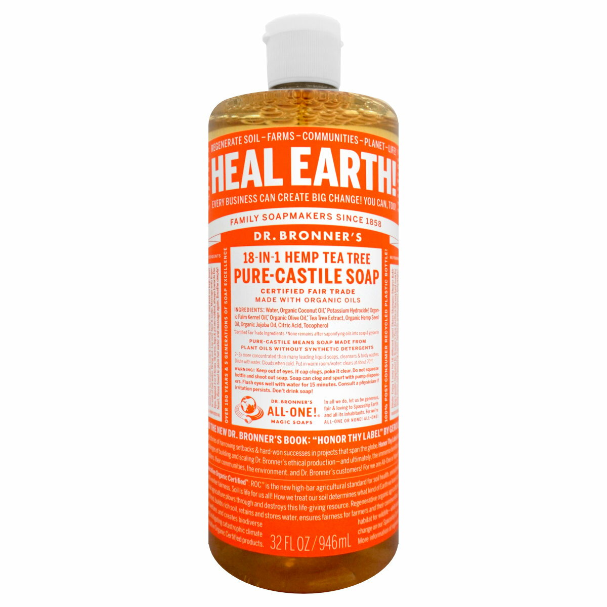 【お買い物マラソン】ドクターブロナー マジックソープ ティーツリー 946ml (一部944ml表記) 【1/4ガロン ボディソープ クレンジング 洗顔 リキッドソープ】【宅配便送料無料】 (6000050)のサムネイル