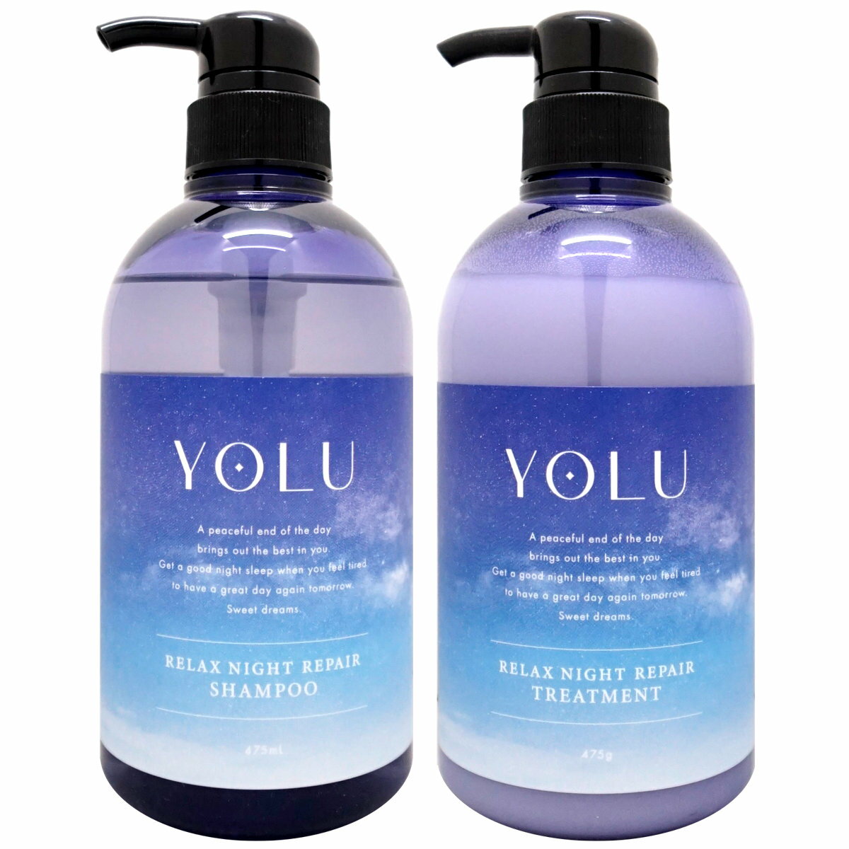 【セット】YOLU(ヨル) ナイトリペア シャンプー トリートメント【リラックス】本体 容量475ml 475g スリークナイトケア セラミド ナイトキャップYOLU 夜間美容【宅配便送料無料】 (6053342-set1)