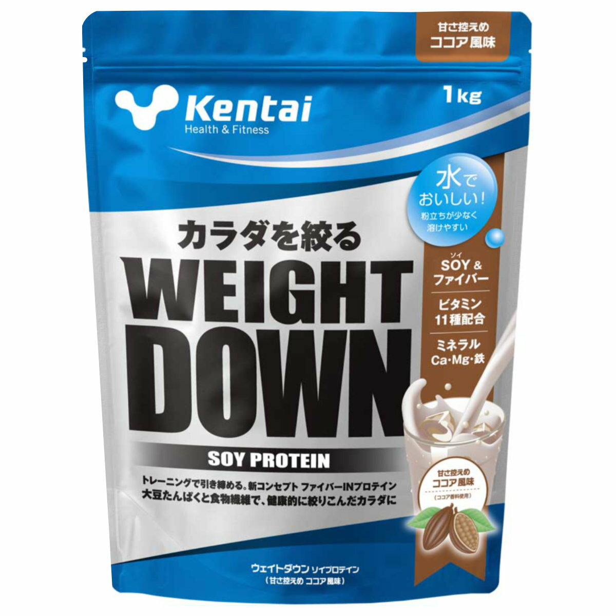 健康体力研究所 kentai(ケンタイ) ウェイトダウン ソイプロテイン ココア風味 1kg【大豆(ソイプロテイン/SOY PROTEIN)】【宅配便送料無料】 (6029506)