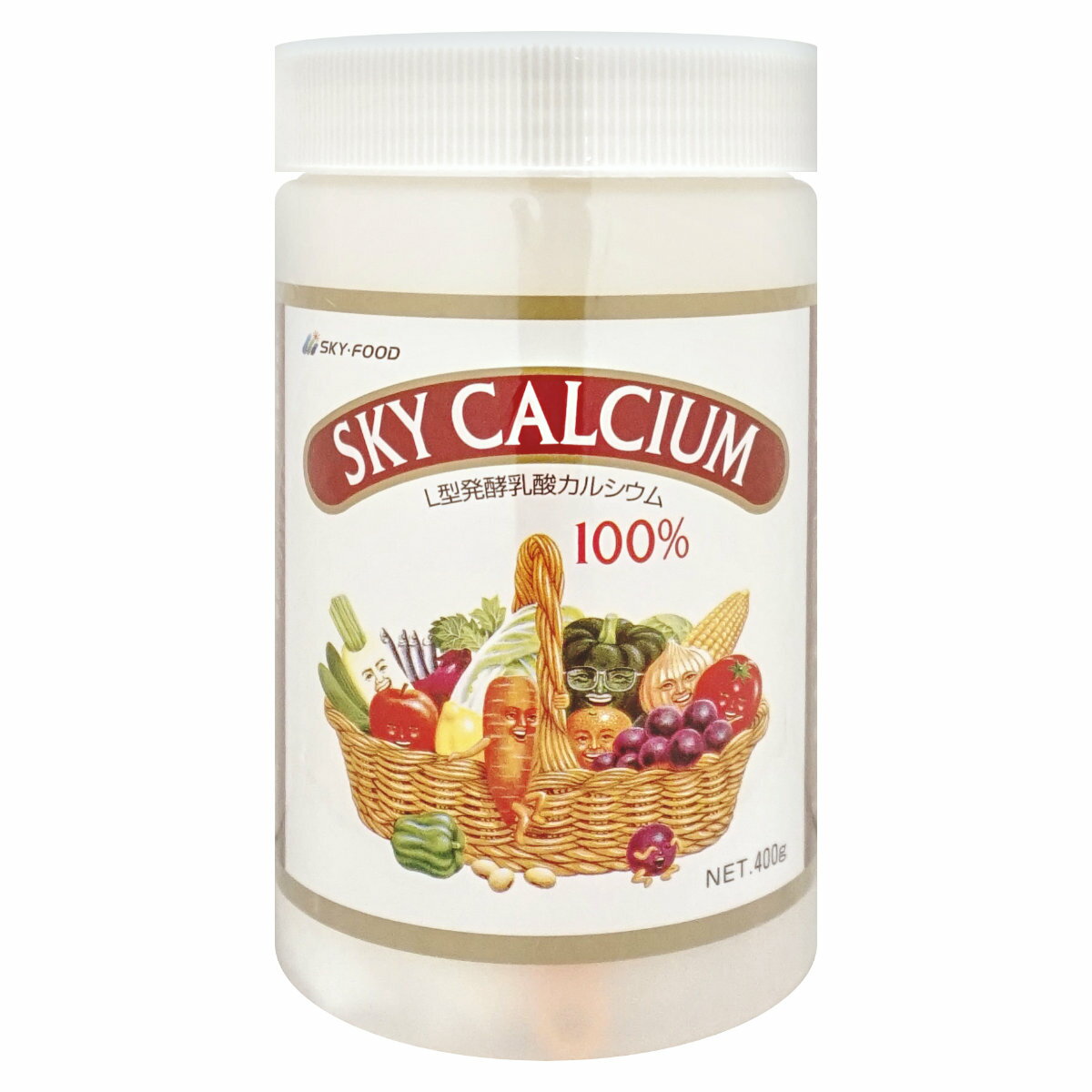 スカイフード スカイカルシウム顆粒 400g 乳酸カルシウム L型乳酸菌 植物由来 サプリメント 乳酸菌 (6043640)