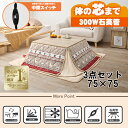 【最大400円OFFクーポン】【直送】こたつ+うす掛け布団 3点セット【KOT-7350-75NA+ユイ75NR】ナチュラル/ノルディックレッド HAGIHAR...