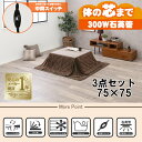 【20代限定!最大4000円OFFクーポン配布中】【直送】こたつ+うす掛け布団 3点セット【KOT-7350-75+ユイ75BR】グレイッシュホワイト/ブラウン...
