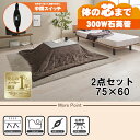 【最大400円OFFクーポン】【直送】こたつ+うす掛け布団 2点セット【カルテス7560MGY+ビケ7560BR】グレー/ブラウン HAGIHARA 萩原【75...
