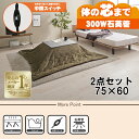 【最大400円OFFクーポン】【直送】こたつ+うす掛け布団 2点セット【カルテス7560MGY+ビケ7560KK】グレー/カーキ HAGIHARA 萩原【75×...