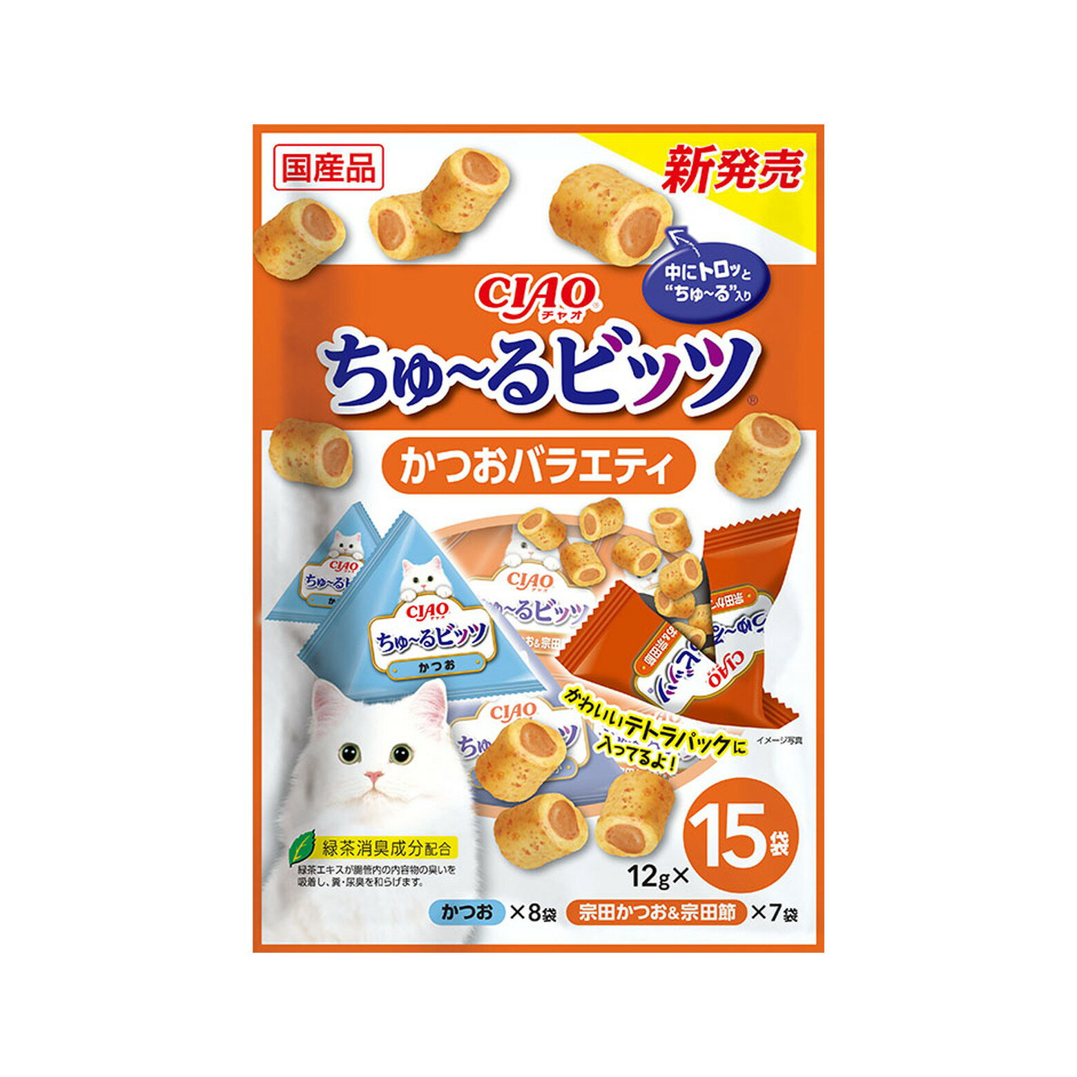 いなばペットフード CIAO ちゅ～るビッツ かつおバラエティ 12g×15袋【happiest】【SBT】(6051447)