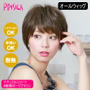 【バレないウィッグ】プリシラ オールウィッグ ナチュラルショート A-676-TDB #耐熱ダークブラウン 【耐熱ファイバー100% ヘアアイロンOK 手洗いOK】【宅配便送料無料】 (6057739)