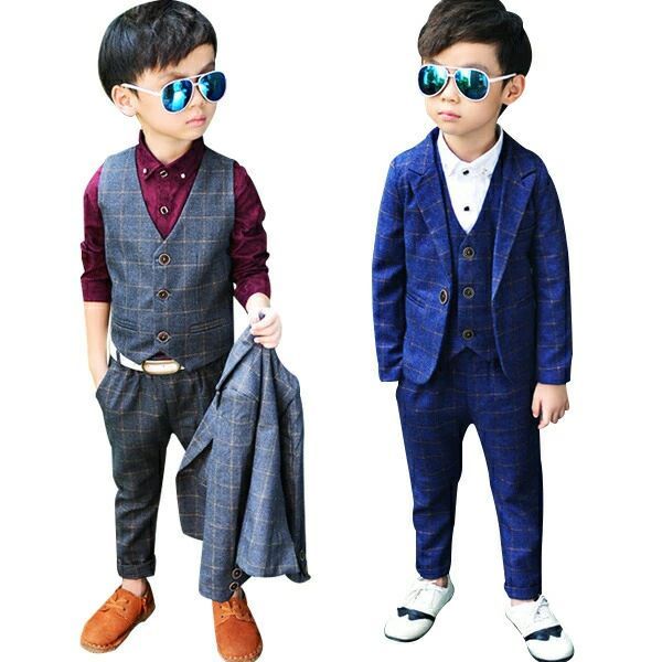 子供スーツ 男の子スーツ チェック柄 フォーマルスーツ 子供フォーマル タキシード 紳士服 3点セット キッズスーツ フォーマル 発表会 ベビースーツ 入学式 ...