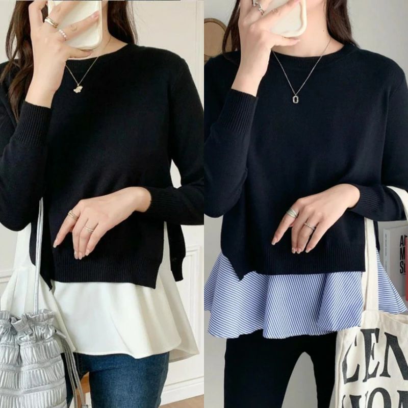 【送料無料 】【新作】ニットセット 秋冬 レディース ベスト+シャツ 2点(4)