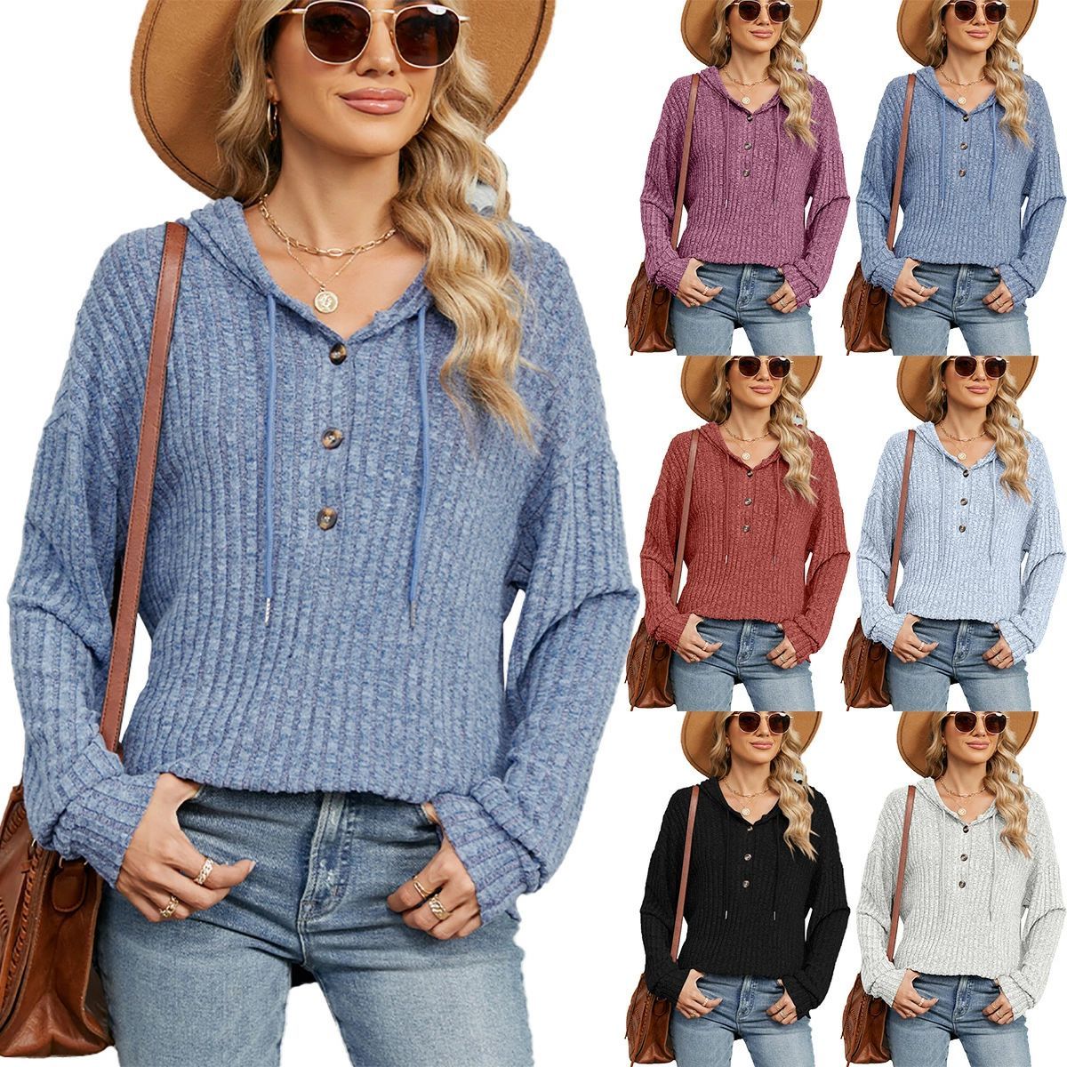 【送料無料 】2025秋冬新作 レディース 無地 フード付き ボタンデザイン ゆったり 長袖 パーカー カジュアル おしゃれ 欧米風 アウター