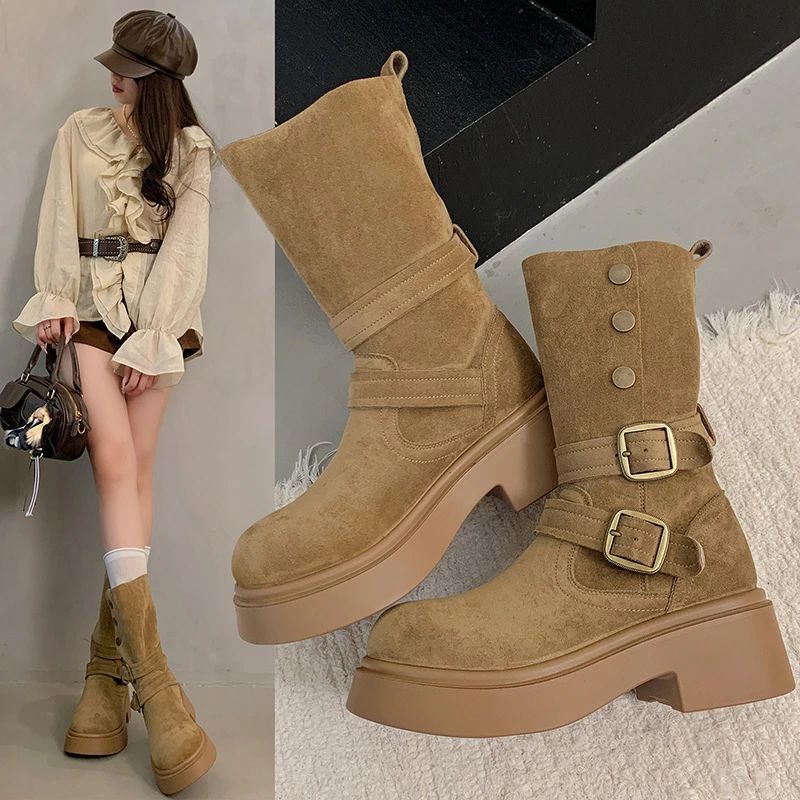 ベルト飾り レディース ブーツ 甲隠し ツーワイスタイル ショートブーツ 合成皮革