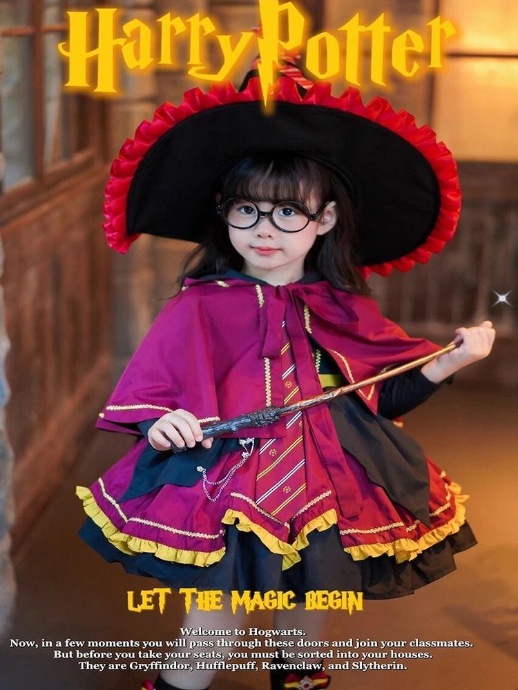 ハロウィーン 女の子 秋冬服 子供 ハリーポッター ロリータ 魔女 コスプレ プリンセススカート
