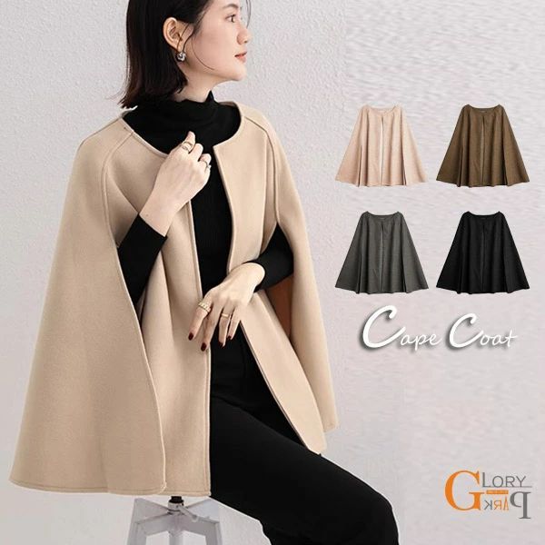 ケープコート マント ショート丈 レディース 大きめ ゆったり ゆったり 体型カバー 秋冬 おしゃれ 無地 ポンチョ アウター チェスター アウター 大人 上品 通勤 秋冬物 暖かい 可愛い
