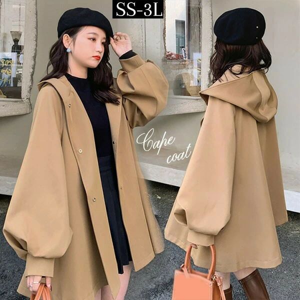 ケープコート パフスリーブ マント ショート丈 レディース 大きめ ゆったり 防寒 ゆったり 体型カバー 秋冬 おしゃれ 無地 ポンチョ アウター チェスター アウター 大人 上品 通勤 秋冬物 暖かい 可愛い