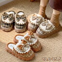ルームシューズ もこもこ レディース 個性的 厚底 リボン レース フリル チェック柄 ロリータ あったか 裏起毛 ボア スリッパ 暖かい おしゃれ かわいい ...