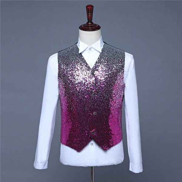 スパンコールベスト 大人 ダンス衣装 HIPHOP 余興 衣装 スパンコール ベスト 舞台衣装 ステージ衣装 カラオケ衣装 キラキラ ベスト 忘年会 新年会 M/L/XL/2XL/3XL 青 赤