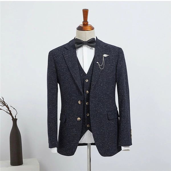 スリーピーススーツ ウール 2ツボタン 秋冬 紺色 ビジネススーツ ジレベスト付 3ピーススーツ ネイビー 紳士服 メンズスーツ メンズ大きいサイズ おしゃれスーツ 結婚式 S/M/L/XL/2XL/3XL