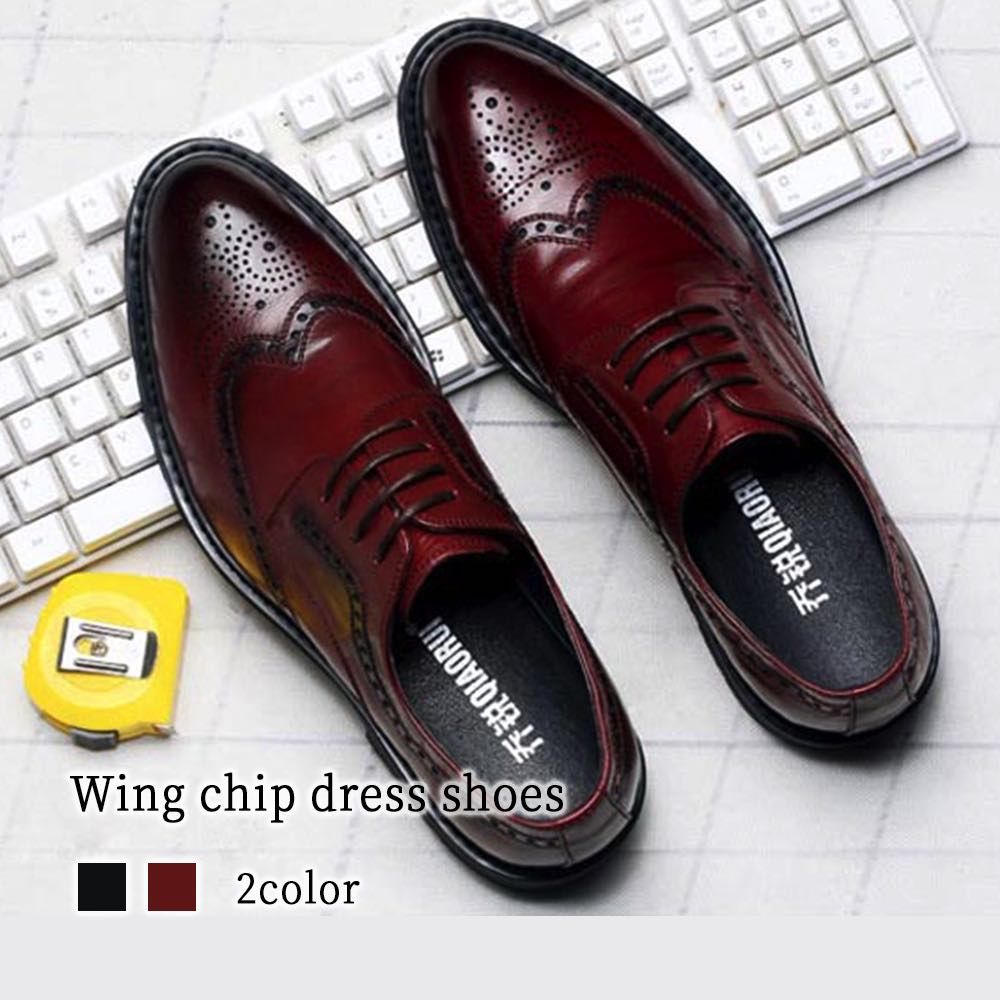 走れる カジュアル 秋 夏 歩きやすい 滑らない 靴 レザー 人気 厚底 革 スニーカー 本革 ウイングチップドレスシューズ メンズ
