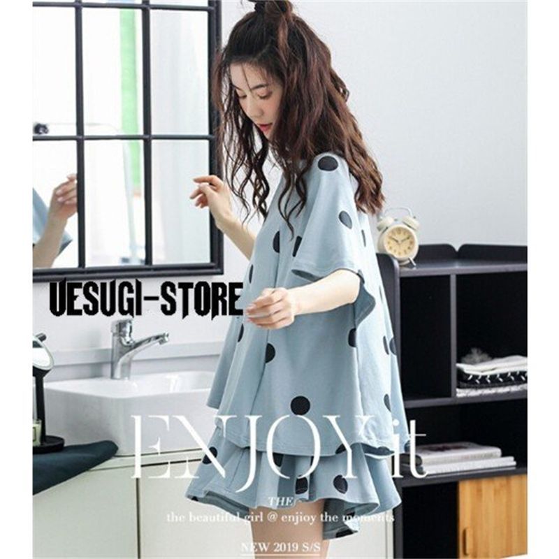 パジャマ 女性 夏 可愛い ルームウェア レディース 部屋着 ドット柄2点セット 半袖 短パン 寝間着 薄手 コットン 寝巻き おしゃれ 大きいサイズ ユニセックス ナイトウェア メンズ レディース 通年用 春 秋 冬 大きいサイズ