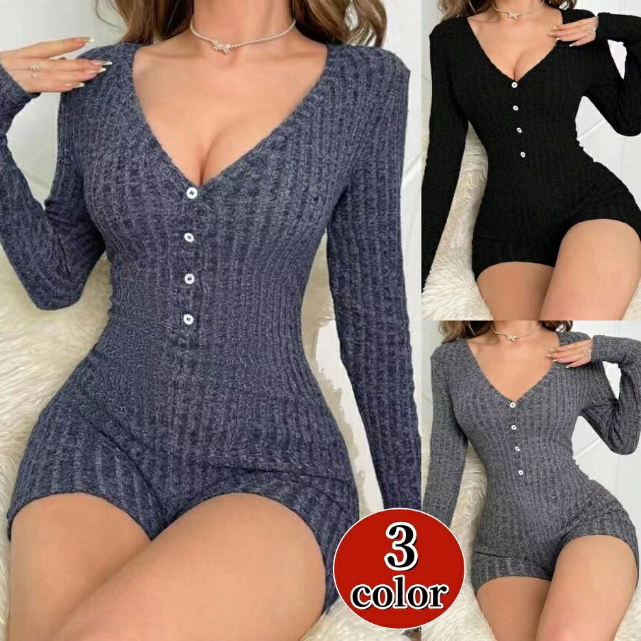 インナ 細身 肌着 スリム タイト リブニット カットソー レディース ボディースーツ トップス Vネック レオタード Tシャツ 長袖