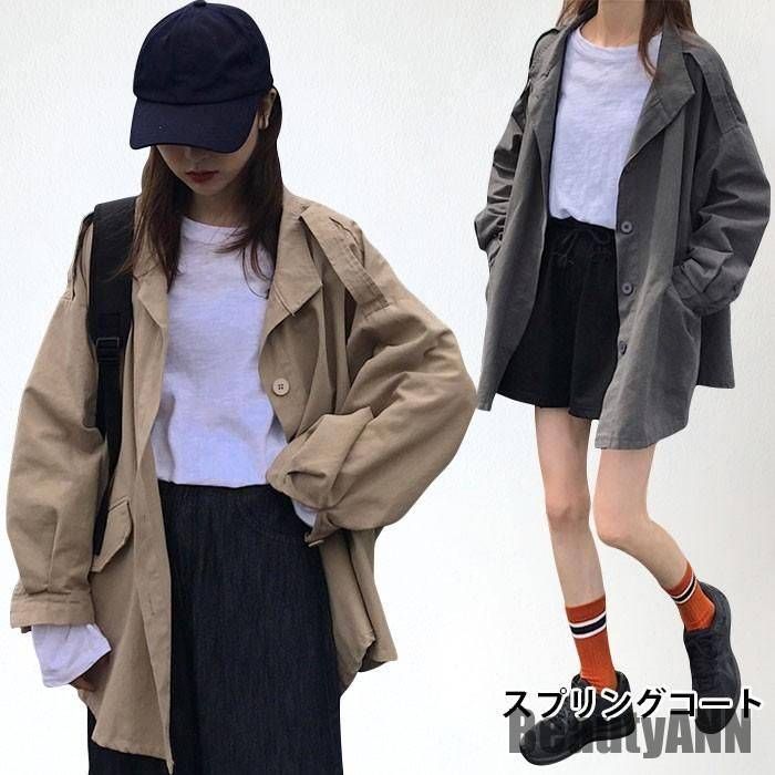 新生活 スプリングコート レディース トレンチコート ミドルコート ミディアム丈 体型カバー 春アウター 秋アウター ライトアウター ゆ..