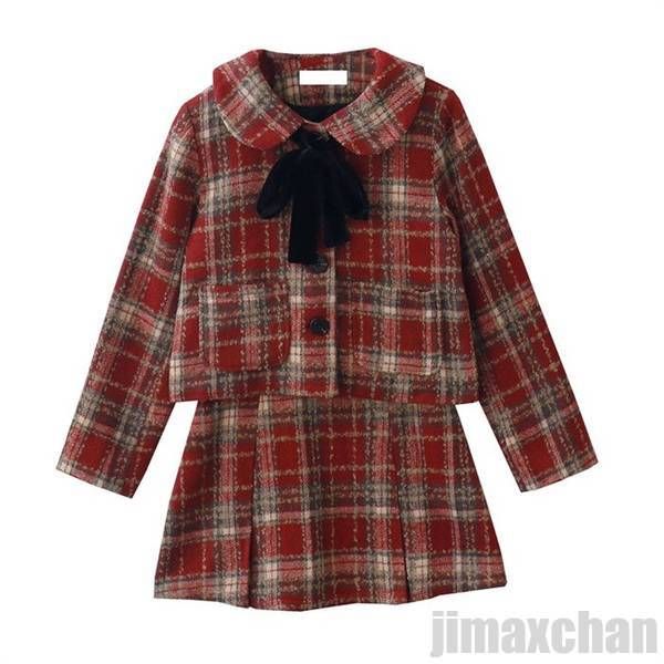 新生活 コート スカート スーツ レディース セットアップ 2点 チェック 長袖 秋冬ショート コート+スカート クリスマス S~L レッド 赤 ブラック 着ま...
