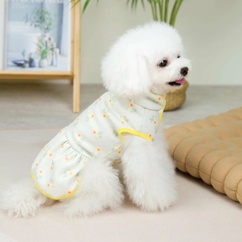 ドッグウェア 暖かい犬服 花柄 犬用ウェア ペットウェア スカート ワンピース コート アウター ドレス ..