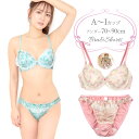 水彩花柄レース ブラジャー ショーツ セット 下着(J-1270) ブルー ピンク A B C D E F G H I 70 75 80 85 90 大きいサイズあり bs2426 bs2427 bs2428