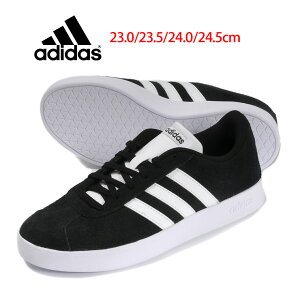 adidas VL COURT 2K キッズ・ジュニア用ローカットスニーカーシューズ 23 23.5 24 24.5 アディダス VLコート2K DB1827 子ども 子供 男児 女児 レディース 女性 婦人 靴 くつ 運動靴 タウン 紐 レースアップ レザー 黒 ブラック あす楽