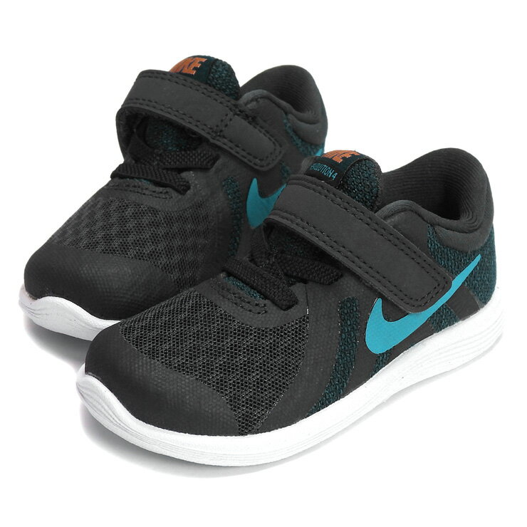 NIKE REVOLUTION4(TDV) ベビー・キッズ用シューズ 12 13 14 15 16 ナイキ レボリューション4 スニーカー 943304 016 ベビー トドラー 子ども 子供 男児 女児 幼児 運動靴 ベルクロ マジックテープ ゴム紐 靴 くつ 黒 青 緑