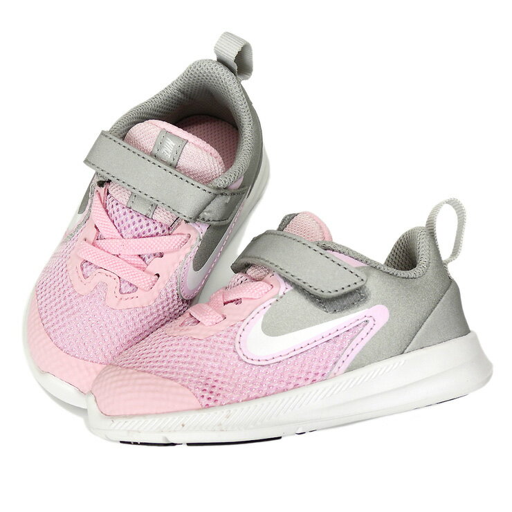 NIKE DOWNSHIFTER 9(TDV) ベビー・キッズ用シューズ 12 13 14 15 16 ナイキ ダウンシフター9 スニーカー AR4137 601 ベビー トドラー 子ども 子供 女児 女の子 幼児 運動靴 ベルクロ マジックテープ 面ファスナー ゴム紐 靴 くつ グレー ピンク あす楽