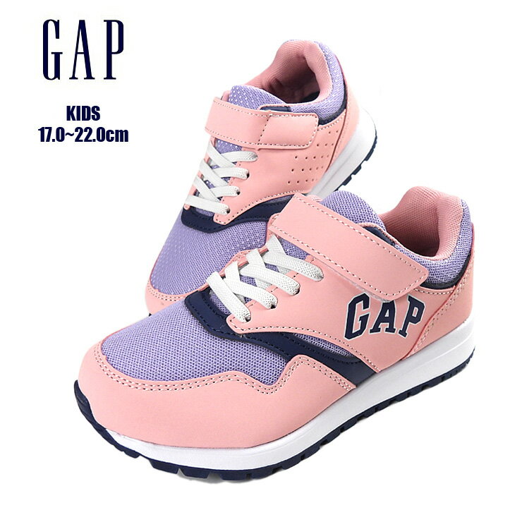 GAP KIDS キッズ・ジュニア用スニーカーシューズ 17 18 19 20 21 22 ギャップ GPK12211 マジックテープ ベルクロ ゴム紐 ローカット 軽量 メッシュ 合成皮革 合皮 子供 靴 くつ 女児 女の子 ピンク PINK 箱アウトレット あす楽 送料無料のサムネイル