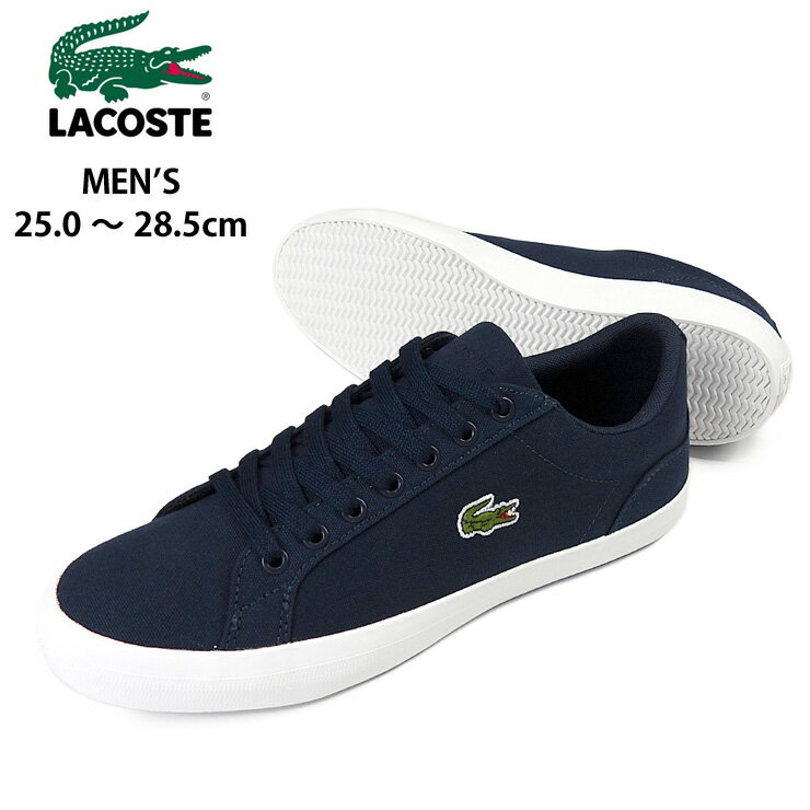 ラコステ スニーカー （メンズ） LACOSTE LEROND BL 2 メンズ用スニーカーシューズ 25 25.5 26 26.5 27 28 28.5 ラコステ ルロン 33CAM 1033 CAM1033 キャンバス 靴 くつ ローカット レースアップ 紐 ひも 軽量 丈夫 男性用 紳士用 紺 ネイビー NAVY 箱アウトレット