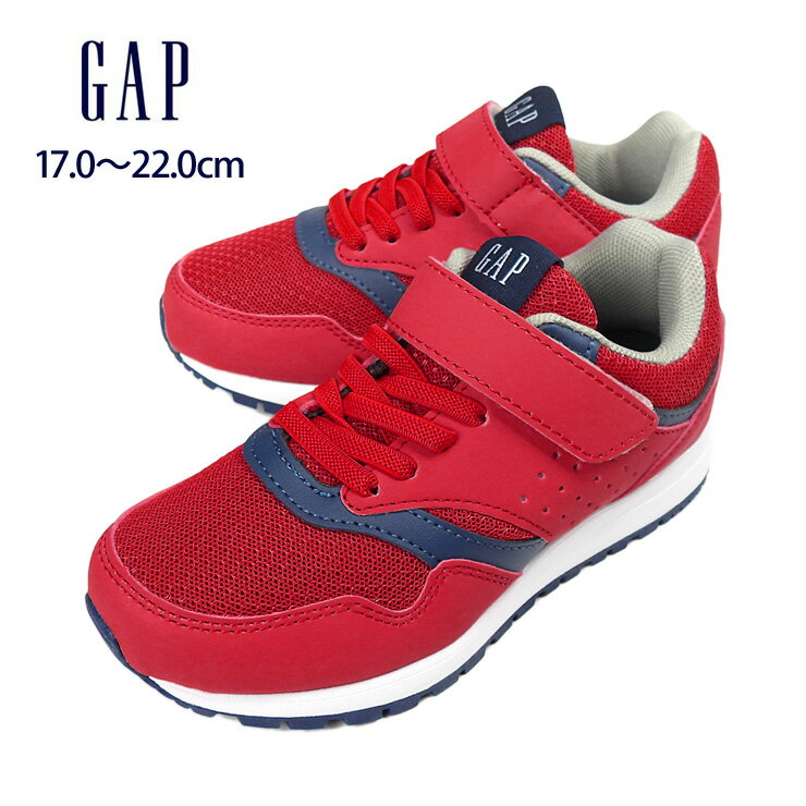 GAP キッズ・ジュニア用スニーカーシューズ 17 18 19 20 21 22 ギャップ GPK12205 マジックテープ ベルクロ ゴム紐 ローカット 合成皮革 合皮 子供 靴 くつ 男児 女児 男の子 女の子 赤 レッド RED 箱アウトレット あす楽 送料無料のサムネイル